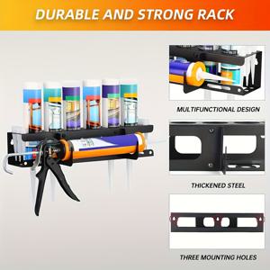 TEMU 스테인리스 스틸 벽걸이형 공구 보관 랙 (유리 접착제 튜브 6개 및 접착제 건 1개용), 차고, 공구실, 작업대, 전문가용 통합 정리함, 바니시 마감, 1개, 전기 불필요, 보관 랙