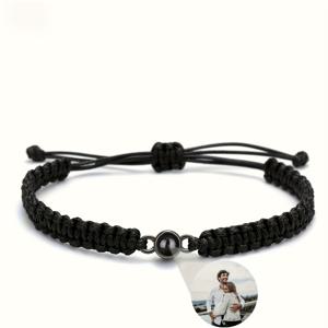 TEMU 사진 각인 스테인리스 스틸 프로젝션 펜던트 땋은 끈 팔찌 남녀공용 커플 팔찌 맞춤형 추모 주얼리 엄마를 위한 생일 선물 패셔너블하고 심플한 여성용 주얼리 데일리웨어 그녀를 위한 선물 발렌타인데이 크리스마스 선물