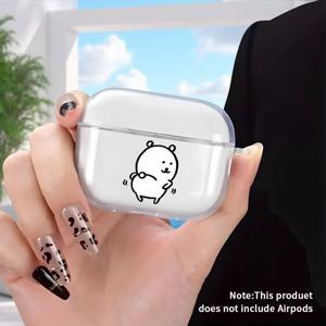 TEMU 인기 귀여운 흔들리는 엉덩이 흰곰 만화 디자인 투명 충격 방지 이어폰 보호 케이스, Airpods 4/Airpods 3/Airpods 1/2/Airpods Pro 2/Airpods Pro 3에 적합, 완벽한 생일 선물, 친구를 위한 깜짝 휴일 특별 선물