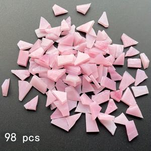 TEMU 98개 핑크색 불규칙한 모양의 유리 타일 - 멀티컬러 (주로 핑크) DIY 공예용 소품, 수제 아트 프로젝트, 벽 & 데칼, 벽화 인레이 - 유리 조각 스퀴글, 졸업 장식 및 창의적인 건축용