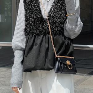 TEMU 여성용 플러시 패브릭 민소매 패치워크 플리츠 디자인 루즈 캐주얼 다용도 레이어링 탱크탑