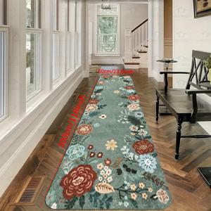 TEMU 1개 빈티지 플로럴 패턴 러너 러그 카펫 스타일 러너 매트 주방 세탁실 긴 러너 복도 러너 매트, 0.47In 두께 컴포트 매트 미끄럼 방지 실내외 사용 홈 데코 세탁기 사용 가능 소프트 러너 매트 주방 세탁실 거실