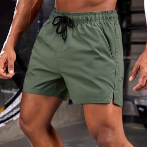 TEMU 남성용 퀵드라이 수영복 반바지 - 가볍고 통기성 좋은 사이드 지퍼 & 비대칭 밑단, 휴대용 서핑, 스노클링용 수영복 - 여름 해변 & 수영장 (단색, 퀵드라이 기술)