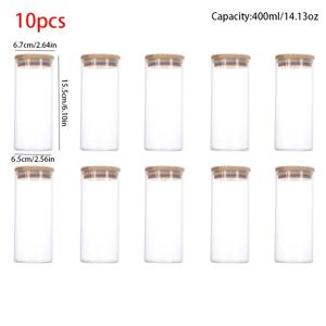 TEMU 10개 세트, 400ml 라운드 대나무 뚜껑 밀폐 유리 식품 저장 용기 - 차, 커피, 밀가루, 사탕, 쿠키, 향신료 및 주방 정리용 다목적 용기. 파스타 저장에 이상적