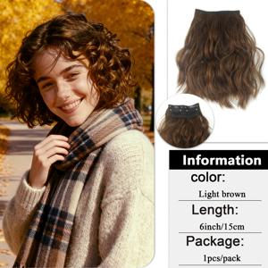 TEMU 눈에 띄지 않는 클립인 헤어 강화 - 6-18인치 웨이브 연장, 얇은 모발용, 뿌리 볼륨을 즉시 증가시키는 내열성 곱슬 모발 합성 소재 (일상/이벤트)