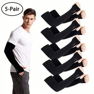 TEMU 5켤레 쿨 암 슬리브. 통기성, 신축성, 속건성. 여름 스포츠, 사이클링 & 데일리 사용에 적합. 가볍고 내구성이 뛰어나고 냉각 효과가 있습니다.