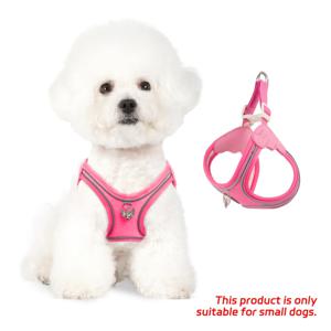 TEMU 소형 강아지와 고양이용 신형 하네스, 소사이즈, 스텝인 소프트 경량 강아지 조끼, 랩어라운드 디자인, 통기성 메쉬 펫 하네스, 반사 안전 기능으로 쉬운 산책, 리드 호환, 야외용 소형 강아지 조끼