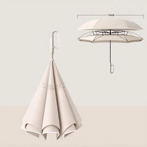 TEMU 1 pc 이층 방풍 자동 역방향 뒤집기 우산, C형 손잡이, 비 방지 자외선 차단 적용, 남녀공용 자동차 전용 뒤집기 우산, 캐주얼 스타일, 8 뼈 디자인, 수동 개폐, 탄소 섬유 우산 뼈, 세련되고 실용적인 가성비 좋은 우산