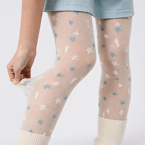 TEMU 여성용 귀여운 파란색과 흰색 별 프린트 타이츠 1켤레, Y2K 도파민 대비 색상 스타킹, JK 스타일 레깅스, 파티, 스트리트 스냅, 귀여운 데일리룩에 적합