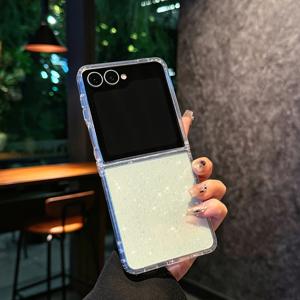 TEMU 휴대폰 케이스 - 삼성 Z Flip 7, Flip 6, Flip 5에 완벽하게 어울리는, 아름다운 별빛 하늘 디자인의 세련되고 우아한 투명 접이식 휴대폰 케이스. 남녀 모두에게 이상적인 스타일리시하고 스크래치 방지 기능이 있는 하드 케이스입니다.