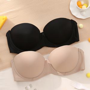 TEMU 부드러운 여성용 언더웨어 무봉제 스트랩리스 언더와이어 푸시업 브라 2pcs 세트