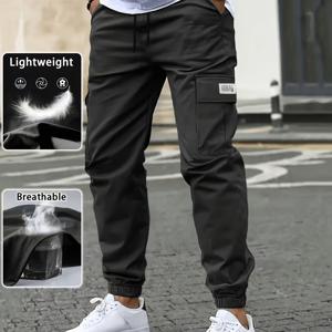 TEMU 다중 포켓과 테이퍼드 커프스가 특징인 남성용 카고 바지. 사계절 내내 착용하기에 적합하며, 일상 외출 및 야외 활동에 이상적입니다.