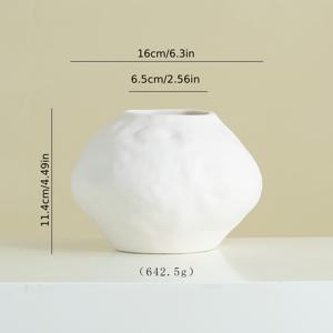 TEMU 세라믹 화병 밀크 화이트 매트, 모던 테이블 센터피스용, 불규칙한 질감의 원통형 화병, 거실 및 다이닝 데코, 인스타일 중립 장식, 꽃꽂이용