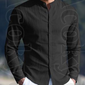 TEMU [Shule Water OBM] 신상 남성용 제품으로, 가벼운 긴팔 셔츠와 티셔츠가 특징입니다. 이 맞춤형 아이템에는 속건성 스탠드업 칼라 버튼 비치 셔츠가 포함되어 있으며, 풀사이드, 휴가에 적합합니다.