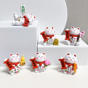 TEMU 6개 행운의 만개네코 고양이 PVC 피규어 | 창의적인 홈 데스크탑 장식, 자동차 대시보드 장식, 축제 분위기와 현대적인 사무실 장식용 귀여운 미니어처 디자인, 이상적인 새해 선물
