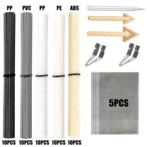 TEMU 60개 플라스틱 용접 키트 ABS/PP/PVC/PE 다중 재질 용접봉 + 304 스테인리스 스틸 수리망 포함, 용접 건 및 솔더링 아이언 액세서리, 카약/차량 바디 플라스틱 수리용