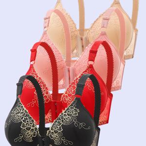 TEMU 여성용 언더와이어 처진 방지 푸쉬업 브라 4개 세트, 앞면 잠금장치 편안한 와이어리스 고정컵 데일리 브라