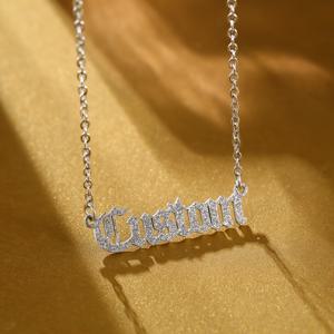 TEMU 맞춤형 스테인리스 스틸 프로스트 네임 목걸이 올드 잉글리시 개인화 레터 목걸이 펜던트 네임플레이트