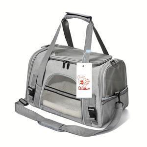 TEMU QQLe 접이식 소프트 사이드 펫 캐리어 - 항공기 승인, 대형 고양이 및 소형견용 16lb 수납 가능, 통기성 메쉬 & 프라이버시 커버 포함, 세탁 가능한 여행 가방