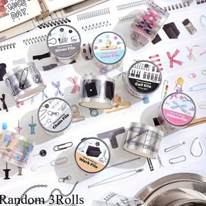 TEMU 3롤 빈티지 저널 도구 소재 콜라주 PET 테이프, 스크랩북 다이어리 카드 만들기 및 문구 프로젝트용 접착 스티커