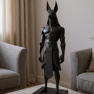 TEMU 세련된 저다각형 디자인의 완벽한 아누비스 조각상은 홈 데코, 룸, 게임 공간에 완벽하며 축제 및 파티를 위한 훌륭한 선물이 됩니다.