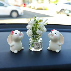 TEMU 4개 세트 (접착 스티커 포함) - 귀여운 토끼 새 장미 자동차 장식, 힐링 미니 꽃병 및 향기 디자인, 센터 콘솔에 적합, 이상적인 부활절 자동차 내부 장식, 자동차 추가 장식, 장식 추가, 미니 꽃병, 부활절