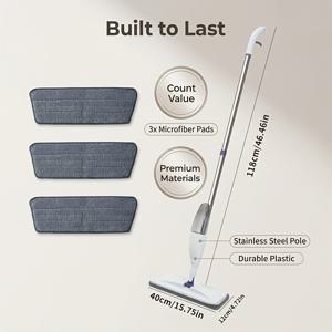 TEMU 휴대용 스프레이 밀대 360도 유연한 디자인 + 인체공학적 손잡이, 습식 및 건식 사용, 교체 가능한 클리닝 패드 3개 + 리필 가능 병 1개 포함, 나무 바닥/타일에 적합! 침실/주방/거실/욕실 전체 장면 청소