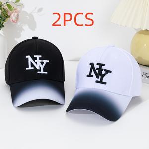TEMU NY 그라데이션 야구 모자 남녀공용 - 가벼운 조절 가능한 스냅백 모자, NY & 옴브레 NY 자수 디자인 (//NY 컬러 그라데이션) - 캐주얼 스포츠 아웃도어 착용, 손세탁 가능