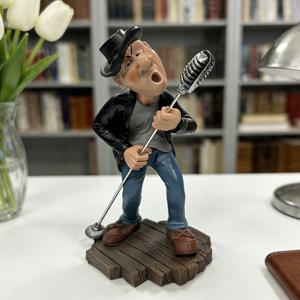 TEMU 레트로 록 보컬리스트 피규어 | 핸드 페인팅 레진 뮤지션 조각상, 빈티지 마이크 포함, 사무실, 서재 및 음악실을 위한 기발한 데스크탑 장식, 음악 애호가를 위한 이상적인 선물