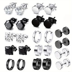 TEMU 핫셀링 패션 귀걸이 세트 스테인리스 스틸 힙합 남성용 스터드 귀걸이 Eaby 맞춤형 교차 국경 귀걸이