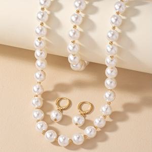 TEMU 여성용 패션 주얼리 4종 세트, 심플하고 우아한 목걸이, 팔찌, 귀걸이 세트, 결혼식 및 데일리용, 신부/신부 들러리 선물