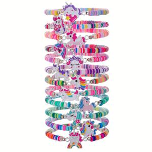 TEMU 12개 세트 귀여운 유니콘 테마 골든 오일 드롭 액세서리, 소프트 클레이 조각, 탄력 있는 끈, 휴일과 생일에 완벽한 귀여운 액세서리