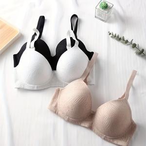 TEMU 3pcs 단색 자카드 메쉬 컨트라스트 언더와이어 브라, 우아하고 편안한 통기성 브라, 여성 란제리 및 속옷