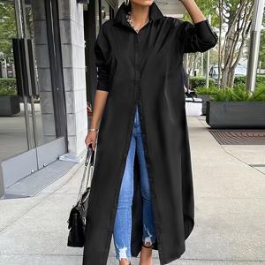 TEMU 여성용 롱 셔츠 원피스