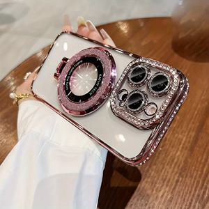 TEMU 아이폰 16, 15 프로 맥스용 전기 도금 글리터 마그네틱 스탠드 링 홀더 케이스, 아이폰 11, 12, 13용 고급 광택 케이스 - 실버리, 골든, 퍼플, 블랙, 핑크, 블루, TPU 소재, 아이폰 11 프로 맥스, 12 프로 맥스, 13 프로 맥스, 14 플러스, 15 플러스, 16 프로 맥스용