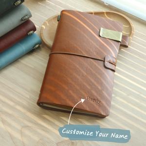 TEMU 맞춤형 빈티지 가죽 저널 + 펜 홀더 A7 여행용 노트북 PVC 현금 카드 지갑 포함 이름 커스터마이징 스케치북 재사용 가능한 노트북 생일 크리스마스 선물