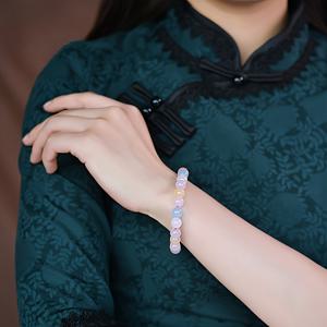 TEMU 천연 모건아이트 팔찌, 캔디 컬러 투명 모건아이트, 남녀공용 선물, 쿼츠 비즈 팔찌, 남녀 모두를 위한 클래식 중국 스타일, 핸드메이드, 건강 및 웰빙 촉진