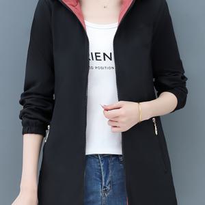 TEMU 플러스 사이즈, 후드 리버서블 여성 자켓, 2024 신상 가을 캐주얼 루즈 아우터웨어