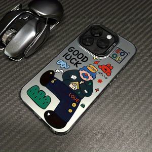 TEMU 럭키 러브스 스마일링 할아버지 iPhone 17 Pro Max/16/15/14 PLUS/13/12/11 호환 휴대폰 케이스, 충격 흡수, 미끄럼 방지, 초경량, 새로운 패션 트렌드 디자인, 남녀공용 고품질 에어 쿠션 보호 케이스 소프트 쉘