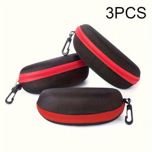 TEMU 남녀 공용 솔리드 컬러 지퍼형 안경 보관 케이스 3개 세트 - 안경 포켓