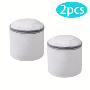 TEMU 2개 브라 란제리 세탁 가방, 강화 지퍼와 걸이 고리가 있는 내구성 있는 미세 메쉬 세탁 가방, 다용도 라운드 패브릭 속옷 브라 세탁 가방, 6 x 7인치, 란제리 세탁 가방, 세탁 가방