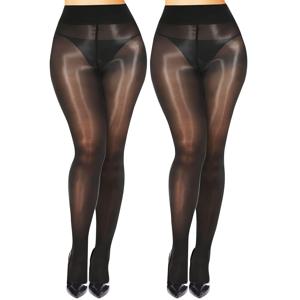 TEMU 2켤레 반짝이는 광택, 타이트핏, 하이웨이스트, 탄성, 통기성 팬티스타킹 여성 양말 및 스타킹