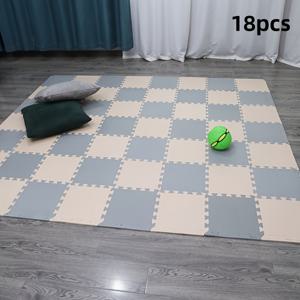 TEMU 크로스 패턴 18피스 요가 매트, 30cm x 30cm, 폼 소재. 좋아하는 색상을 선택하고 마음대로 혼합하세요. 베이지 + 커피, 베이지 + 회색, 베이지 + 네이비 블루의 인터로킹 조각이 있는 크롤링 매트