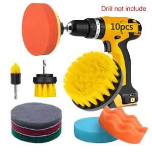 TEMU 10개 드릴 브러쉬 세트, 확장형 로드 부착, 욕조, 샤워 타일, 욕실, 주방 표면 및 자동차에 적합, 스크럽 패드, 스펀지, 광택 패드, 차량 광택 패드, 청소 용품, 스크래치 브러쉬, 청소 도구