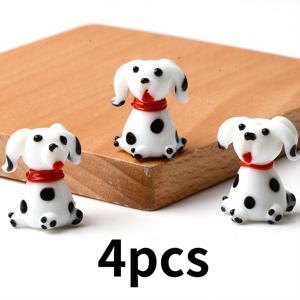 TEMU 16X21mm 매력적인 흰색 강아지 모양 합성 유리 구슬 2개 또는 4개 세트. 긴 귀를 가진 강아지 디자인 특징. 이 유리 구슬은 행운의 상징이며, 고대 스타일 팔찌, 목걸이용 참을 포함한 주얼리 제작 키트에 적합합니다.