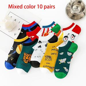 TEMU 통기성 좋은 발목 양말 5켤레/10켤레, 재미있는 동물 프린트 양말, 부드럽고 통기성 좋은, 로우탑 디자인, 일상복으로 착용하기 편안한, 다양한 패턴, 스포츠 및 캐주얼웨어에 적합, 커플용 모델