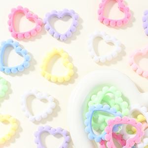 TEMU 10개/세트 혼합 컬러 아크릴 비즈 플로킹 하트형 루즈 스페이서 비즈 DIY 펜 비즈 키체인 핸드메이드 액세서리