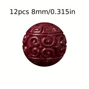 TEMU 12개입 8/10mm 주홍색 비즈 - 원형 비즈 세트, DIY 액세서리 제작에 완벽한 생일·축제·파티 선물용 팔찌 및 목걸이 만들기