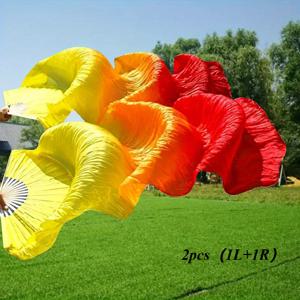 TEMU 그라데이션 댄스 팬 세트 (좌우 손용) 2개입 - 접이식 디자인, 공연 및 연습, 벨리댄스, 민속춤, 무대공연에 적합