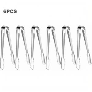 TEMU 2/6개 6.5인치 금속 얼음 집게 세라테이션, 스테인리스 스틸 설탕 큐브 집게, 내구성 있는 스낵//아이스 버킷/치즈 보드/샤르퀴트리 보드용 식품 집게, 카페/바 액세서리, 실용적인 주방 도구, 식기세척기 안전